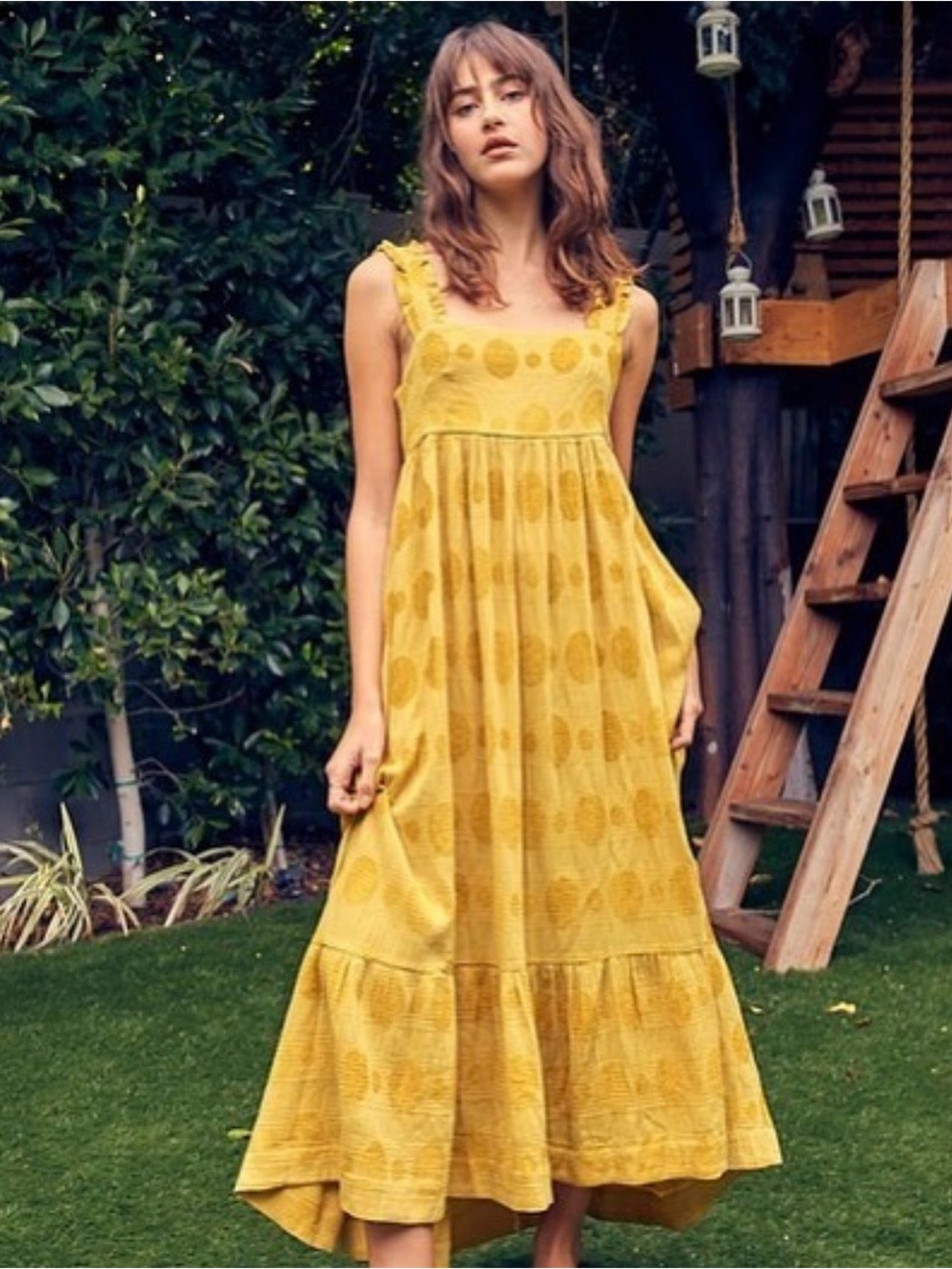 MIOU MUSE Off Into The Sunset Maxi Dress Mustard M